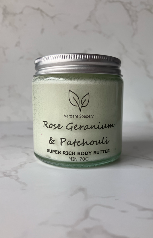 Rose geranium & patchouli super rich body butter