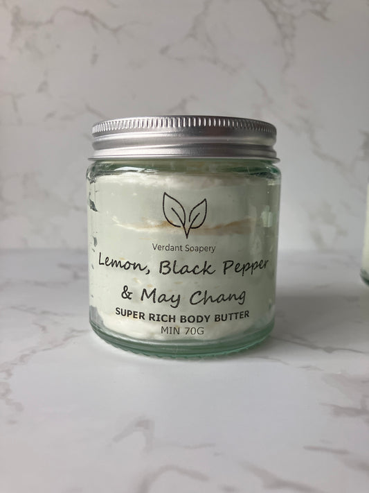 Lemon, black pepper & may chang super rich body butter